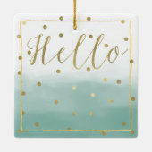 金ゴールド紙吹雪ミントウォーターカラーハロー セラミックオーナメント (裏面)