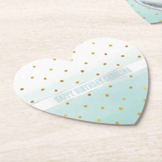 金ゴールド紙吹雪ミントウォーター色 ペーパーコースター (アングル)