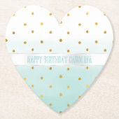 金ゴールド紙吹雪ミントウォーター色 ペーパーコースター (正面)