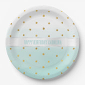 金ゴールド紙吹雪ミントウォーター色 ペーパープレート (正面)