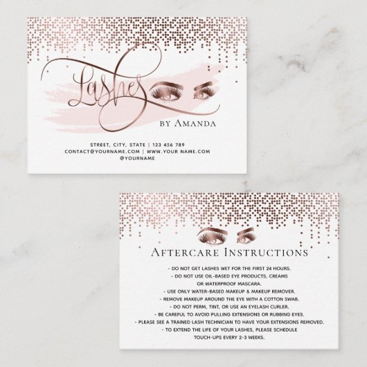 金ゴールド紙吹雪メイクアップ目まぶしアフターケアカード 紹介カード (正面/裏面)