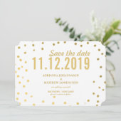 金ゴールド紙吹雪モダン日付の保存 招待状 (スタンド正面)