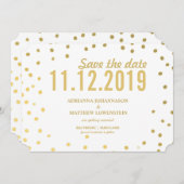 金ゴールド紙吹雪モダン日付の保存 招待状 (正面/裏面)