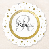 金ゴールド紙吹雪モノグラム ペーパーコースター (正面)
