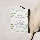 金ゴールド紙吹雪ユーカリブライダルシャワー茶パーティー 招待状