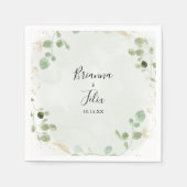 金ゴールド紙吹雪ユーカリ結婚属葉ナプキン スタンダードカクテルナプキン (正面)