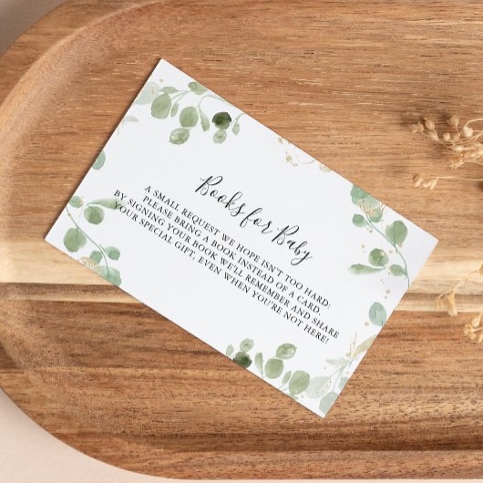 金ゴールド紙吹雪ユーカリ赤ちゃんシャワーブックリクエスト エンクロージャーカード