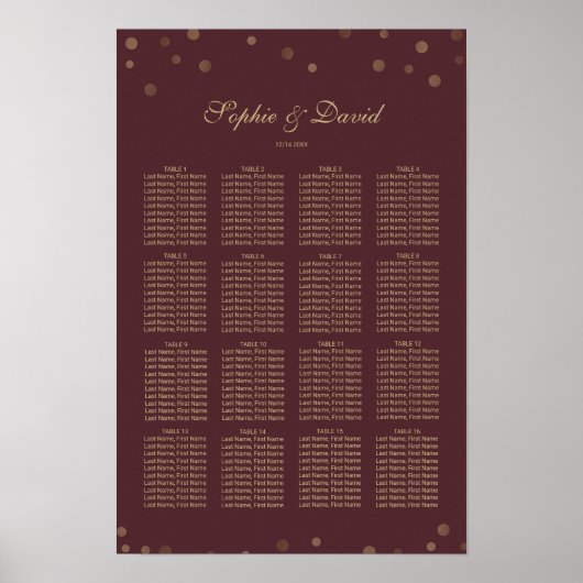 金ゴールド紙吹雪ラブブルグンディ結婚ズ ポスター (正面)