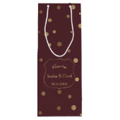 金ゴールド紙吹雪ラブブルグンディ結婚ズ ワインギフトバッグ (裏面)