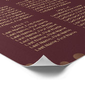 金ゴールド紙吹雪ラブ結婚ブルゴーニュのシーティングチャート ポスター (角)