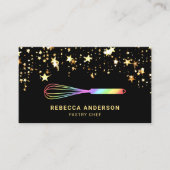 金ゴールド紙吹雪レインボーウィスクパティシシェフベーカリー 名刺 (正面)