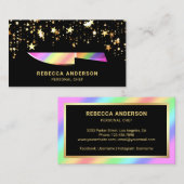 金ゴールド紙吹雪レインボーキッチンナイフパーソナルシェフ 名刺 (正面/裏面)