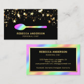 金ゴールド紙吹雪レインボースプーンケータリングパーソナルシェフ 名刺 (正面/裏面)