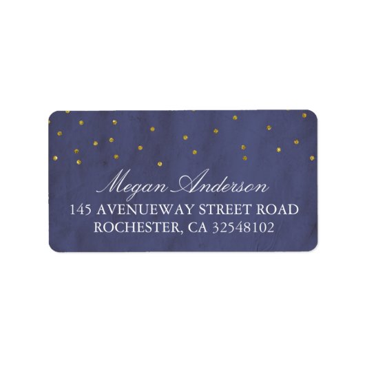 金ゴールド紙吹雪ヴィンテージネイビー結婚ズ ラベル (正面)