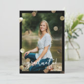 金ゴールド紙吹雪写真の卒業発表 招待状 (スタンド正面)