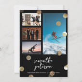 金ゴールド紙吹雪写真の卒業発表 招待状 (裏面)