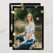 金ゴールド紙吹雪写真の卒業発表 招待状 (正面/裏面)