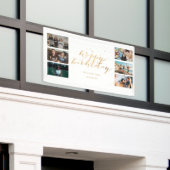 金ゴールド紙吹雪写真コラージュ誕生日パーティー 横断幕 (ビルの外側)