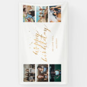 金ゴールド紙吹雪写真コラージュ誕生日パーティー 横断幕 (縦)