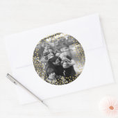 金ゴールド紙吹雪写真テンプレート ラウンドシール (封筒)