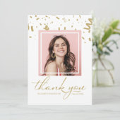 金ゴールド紙吹雪卒業写真ありがとう サンキューカード (スタンド正面)