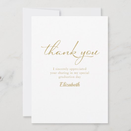 金ゴールド紙吹雪卒業写真ありがとう サンキューカード (裏面)