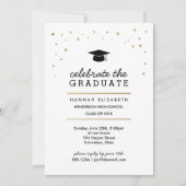 金ゴールド紙吹雪及びキャップモダン卒業招待状 招待状 (正面)