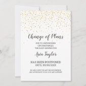 金ゴールド紙吹雪変更の計画のシャワー発表 招待状 (正面)