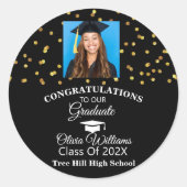 金ゴールド紙吹雪大学院写真修了会 ラウンドシール (正面)