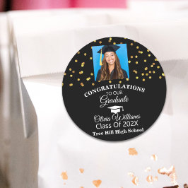 金ゴールド紙吹雪大学院写真修了会 ラウンドシール