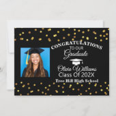 金ゴールド紙吹雪大学院写真修了会 招待状 (正面)