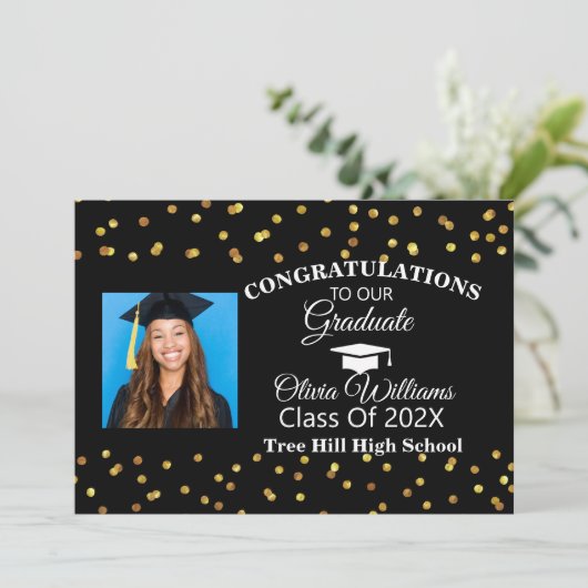 金ゴールド紙吹雪大学院写真修了会 招待状 (スタンド正面)