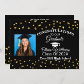 金ゴールド紙吹雪大学院写真修了会 招待状 (正面/裏面)