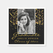 金ゴールド紙吹雪大学院写真 スタンダードカクテルナプキン (正面)