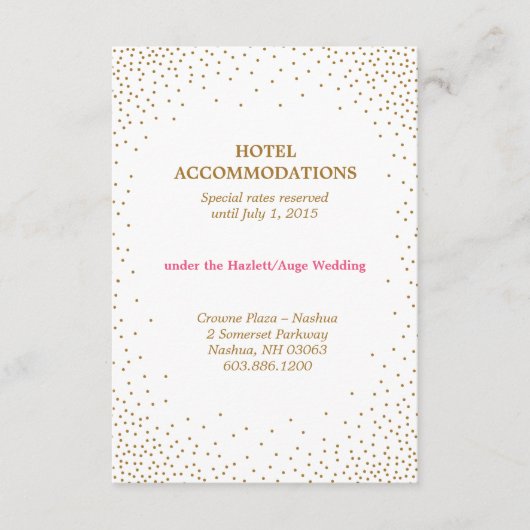 金ゴールド紙吹雪宿泊カード エンクロージャーカード (正面)