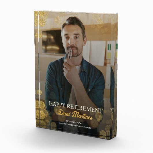 金ゴールド紙吹雪幸福な退職ギフト フォトブロック (右)