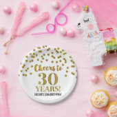 金ゴールド紙吹雪応援から30年誕生日 ペーパープレート (パーティー)