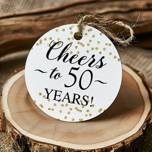 金ゴールド紙吹雪応援から50年メッセージカード フェイバータグ