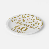 金ゴールド紙吹雪応援から60年間の誕生日 ペーパープレート (アングル)