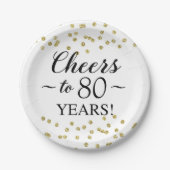 金ゴールド紙吹雪応援～80年 ペーパープレート (正面)