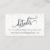 金ゴールド紙吹雪日付の結婚詳細挿入 名刺 (裏面)