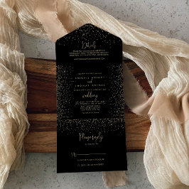 金ゴールド紙吹雪書ファンシーのスクリプ結婚ト オールインワン招待状