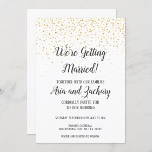 金ゴールド紙吹雪書結婚 招待状