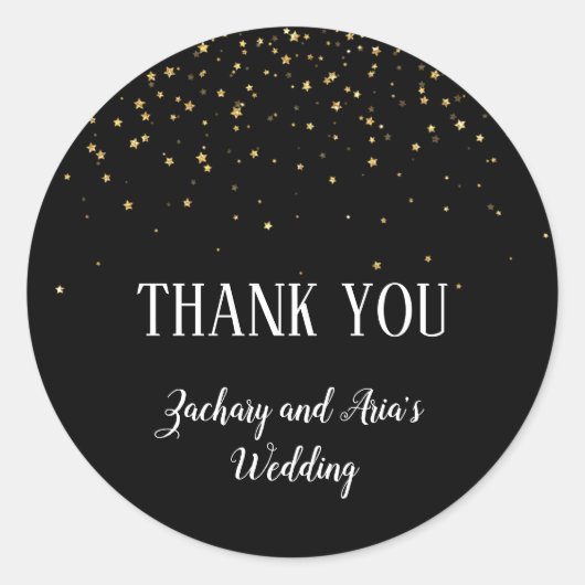 金ゴールド紙吹雪書道|ブラックお願い ラウンドシール (正面)