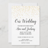 金ゴールド紙吹雪書道Our結婚式招待状 招待状 (正面)