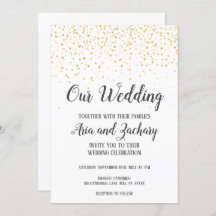 金ゴールド紙吹雪書道Our結婚式招待状