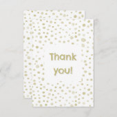 金ゴールド紙吹雪水色ドットサンキューカード サンキューカード (正面/裏面)