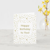 金ゴールド紙吹雪水色ドット誕生日カード カード (黄色い花)