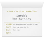 金ゴールド紙吹雪水色ドット誕生日招待状 (内部横(下))