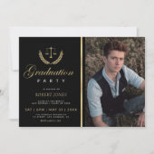 金ゴールド紙吹雪法学校卒業パーティー 招待状 (正面)